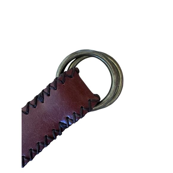 J. CREW Brown Leather Double O Brass Ring Adjustable Belt Size S/M main image 6